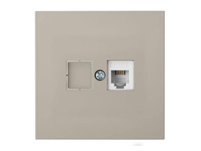Розетка 1-ая телефонная (скрытая) песочная, Carre, BYLECTRICA