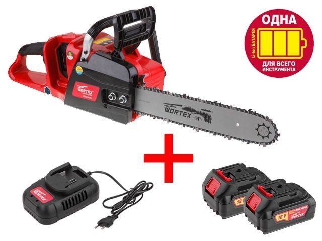 Аккум. пила цепная  WORTEX CEC 3536 шина 35 см (14"), 3/8" LP, 1.3 мм + АКЦИЯ! -15% скидка! (-15% скидка на комплект!)
