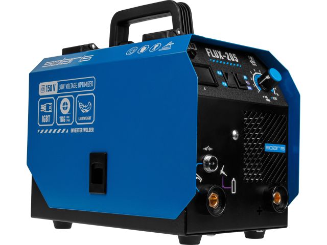 Полуавтомат сварочный Solaris FLUX-205 (230В, 20-180 А, 20,5 В / 80 В / 62 В, FLUX/MMA/TIG LIFT, байонетный разъем, без газа)
