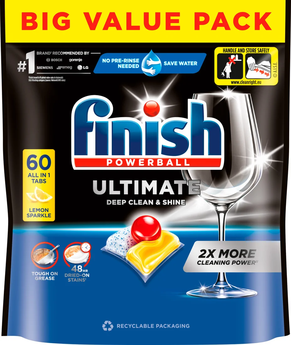 Капсулы для посудомоечных машин Finish Ultimate All in One Lemon 60шт