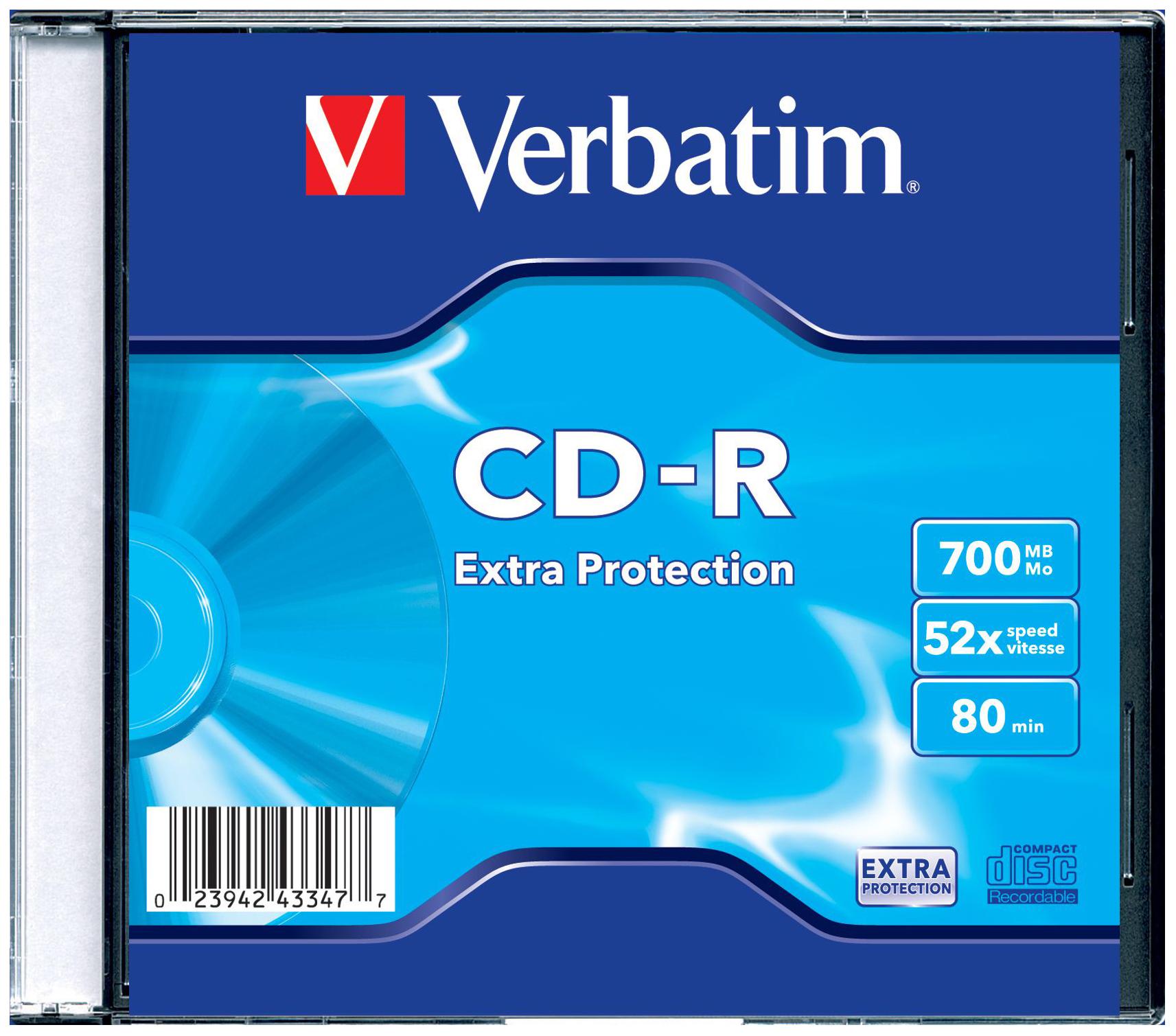 CD-R диск Verbatim 700Mb 52x Slim case (43347)