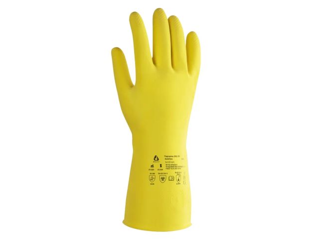 Перчатки К20 Щ20 латексные с хлопковым напылением р-р 7/S Jeta Safety (Acid Eco, желтые, инд уп.)