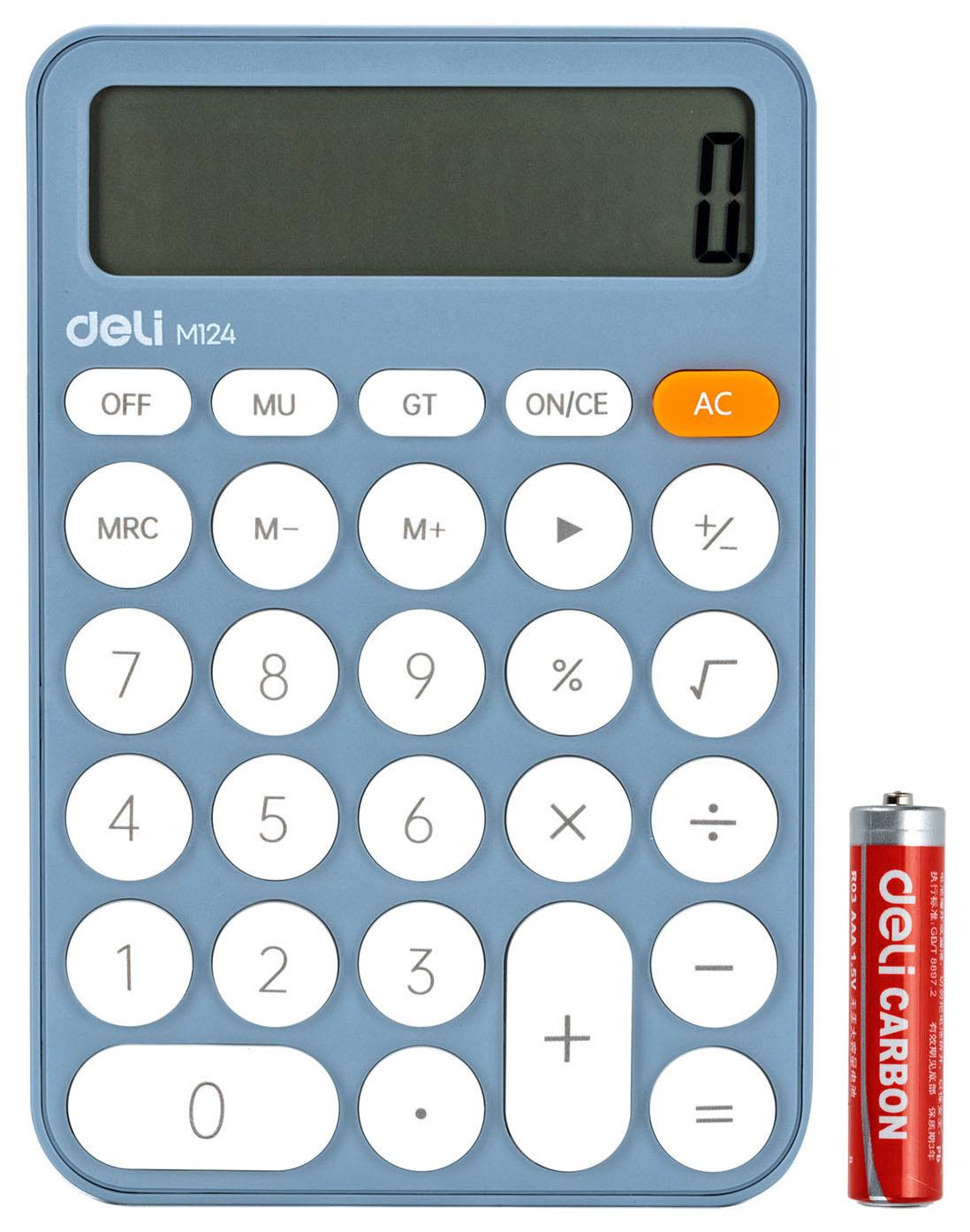 Калькулятор Deli EM124BLUE синий
