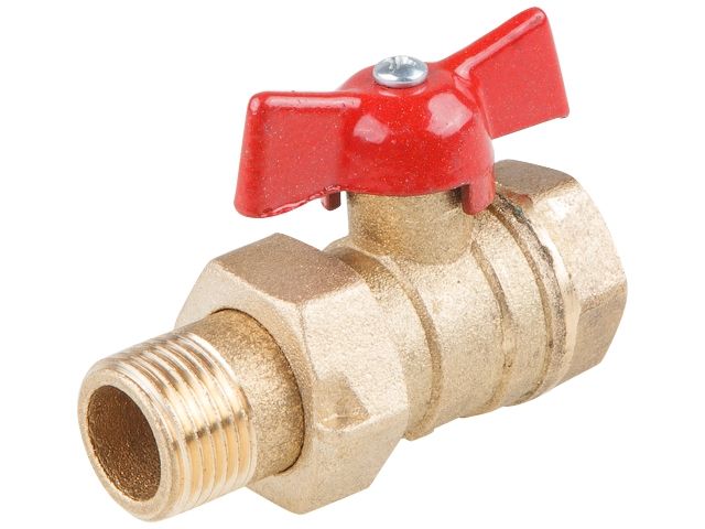 Кран шаровый 1 1/4" нар.-вн. бабочка (со сгоном) PN1,6 МПа, 11Б27п9, Цветлит (ЦРБ0054)