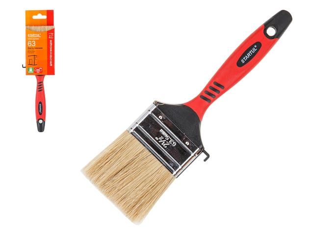 Кисть плоская 2,5"-63мм натур. щетина (стены, фасады) STARTUL PROFI (покраска стен и фасадов, флейцевая малярная, все типы ЛКМ)