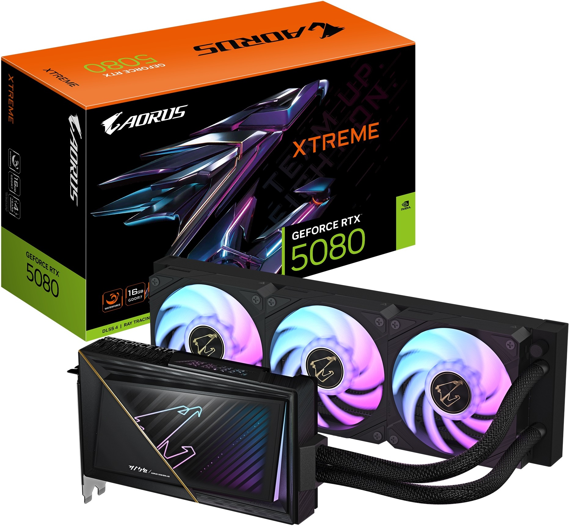 Видеокарта GigaByte AORUS GeForce RTX 5080 Xtreme Waterforce 16G GDDR7 (GV-N5080AORUSX W-16GD)