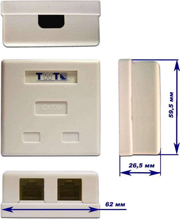Розетка компьютерная TWT TWT-SM2-4545-WH (44631)