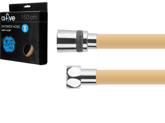 Шланг душевой, Si, 1/2" г-г 150 см, золото, a-five (Гайка латунь (anti-twist), 10 бар)