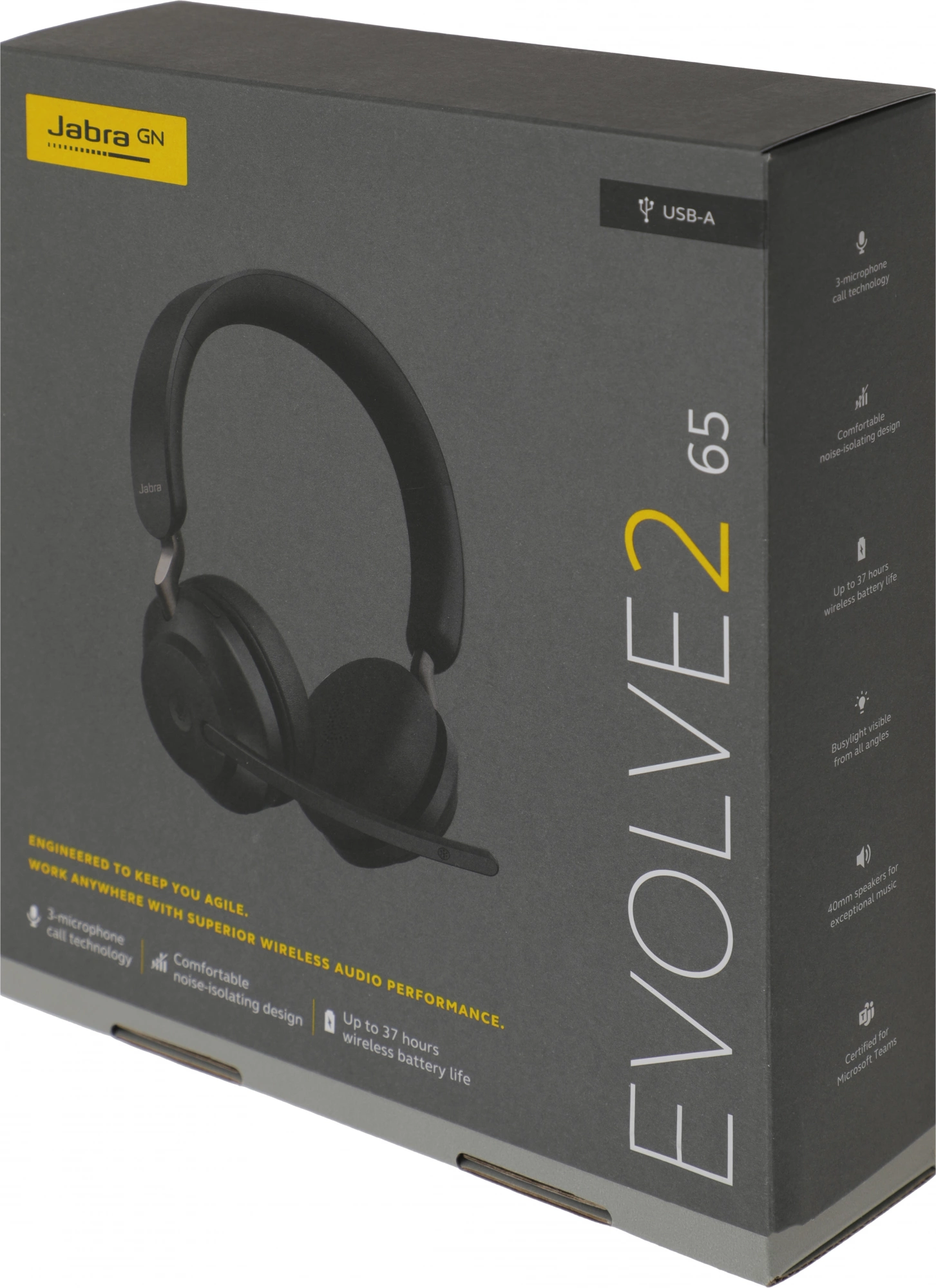 Наушники Jabra Evolve2 65 MS Stereo USB-A черный (26599-999-999)