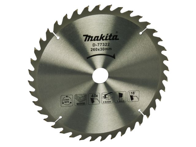 Диск пильный 260х30*2,6 мм 40 зуб. по дереву MAKITA