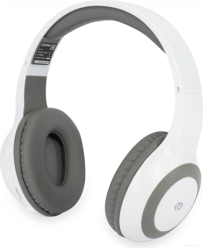 Наушники Digma BT-15W белый/серый