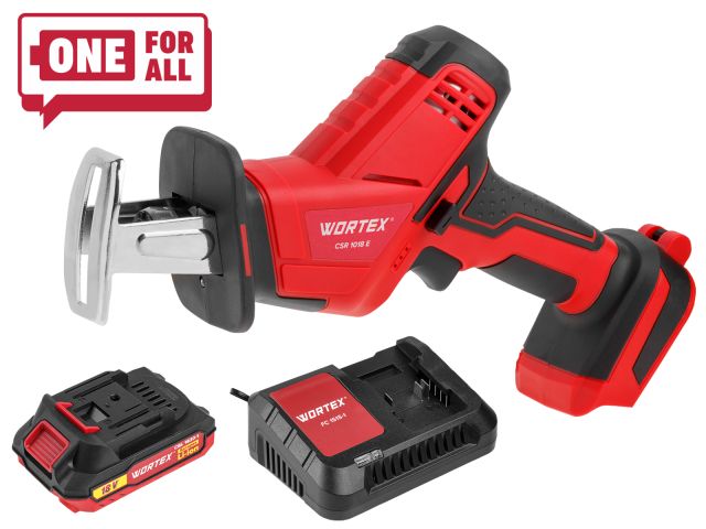 Аккум. сабельная пила WORTEX CSR 1018 E в чем. ALL1 XLT SET 18В, 1 акк., 2 Ач, дер. 100 мм (18 В, С АКБ (2.0 А/ч) И З/У, дерево до 100 мм, металл до 6