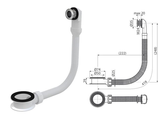 Слив-перелив для умывальника хромированный A328CR, Alcaplast