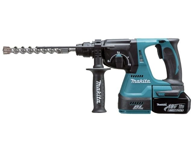 Аккум. перфоратор MAKITA LXT DHR 242 RFE в чем. (18.0 В, 2 акк., 3.0 А/ч Li-Ion, 2.0 Дж, вес 3.3 кг,)