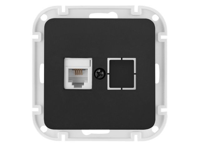 Розетка 1-ая телефонная (скрытая) карбон, Astrum, BYLECTRICA