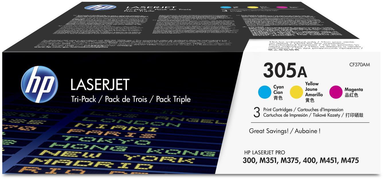 Тонер-картридж HP 305A голубой/желтый/пурпурный (CF370AM)