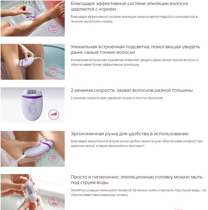Эпилятор Philips BRE275/00 белый/сиреневый