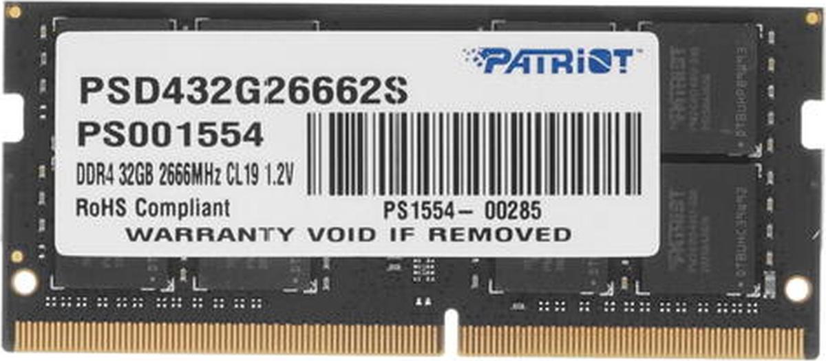 Оперативная память Patriot Signature Line 32GB DDR4 SODIMM PC4-21300 (PSD432G26662S)