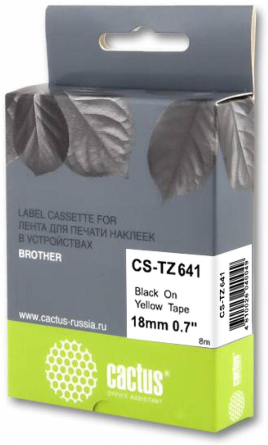 Картридж ленточный Cactus TZe-641 черный (CS-TZ641)