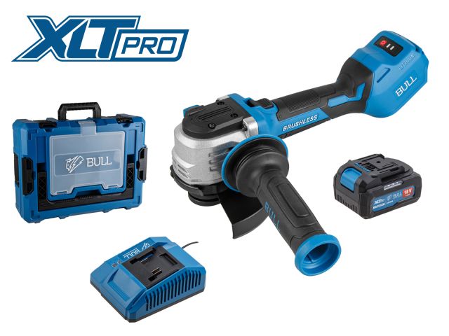 Аккум. углошлифмашина BULL CSG 1812-1 SR Xcase XLTpro 1x4 Ач БЕСЩЕТ, 125 мм, рег. об., 10 000 об/мин (Безредукторный тип, плав пуск, конст. эл., защит