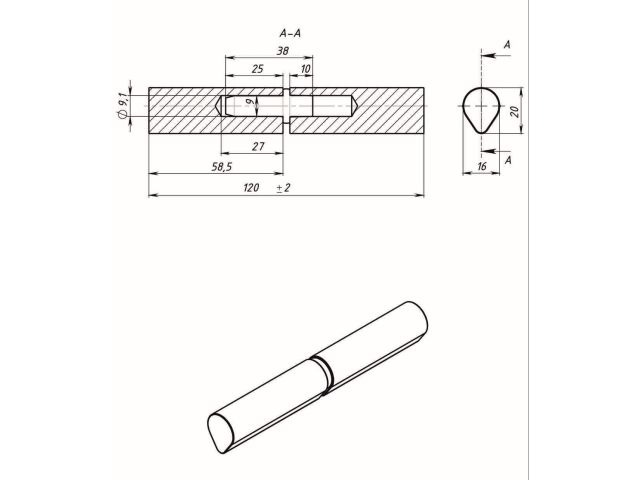 Петля гаражная каплевидная 16х120 б/п STARFIX