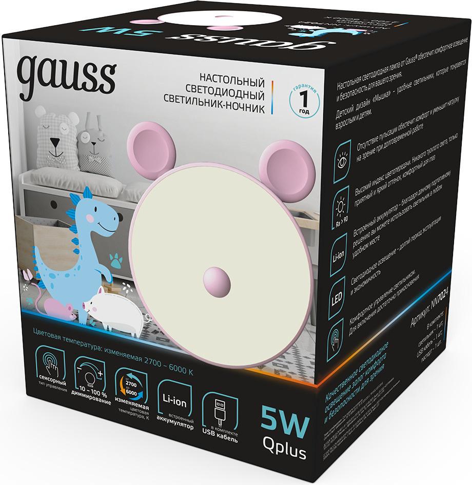 Ночник Gauss NN7024 мышка розовый