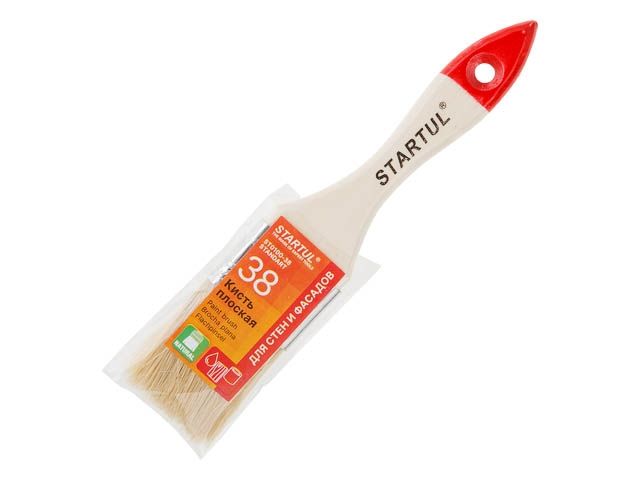 Кисть плоская 1,5"-38мм STARTUL STANDART+ (покраска стен и фасадов, флейцевая малярная, все типы ЛКМ, удлиненная щетина, утолщенная рукоять)