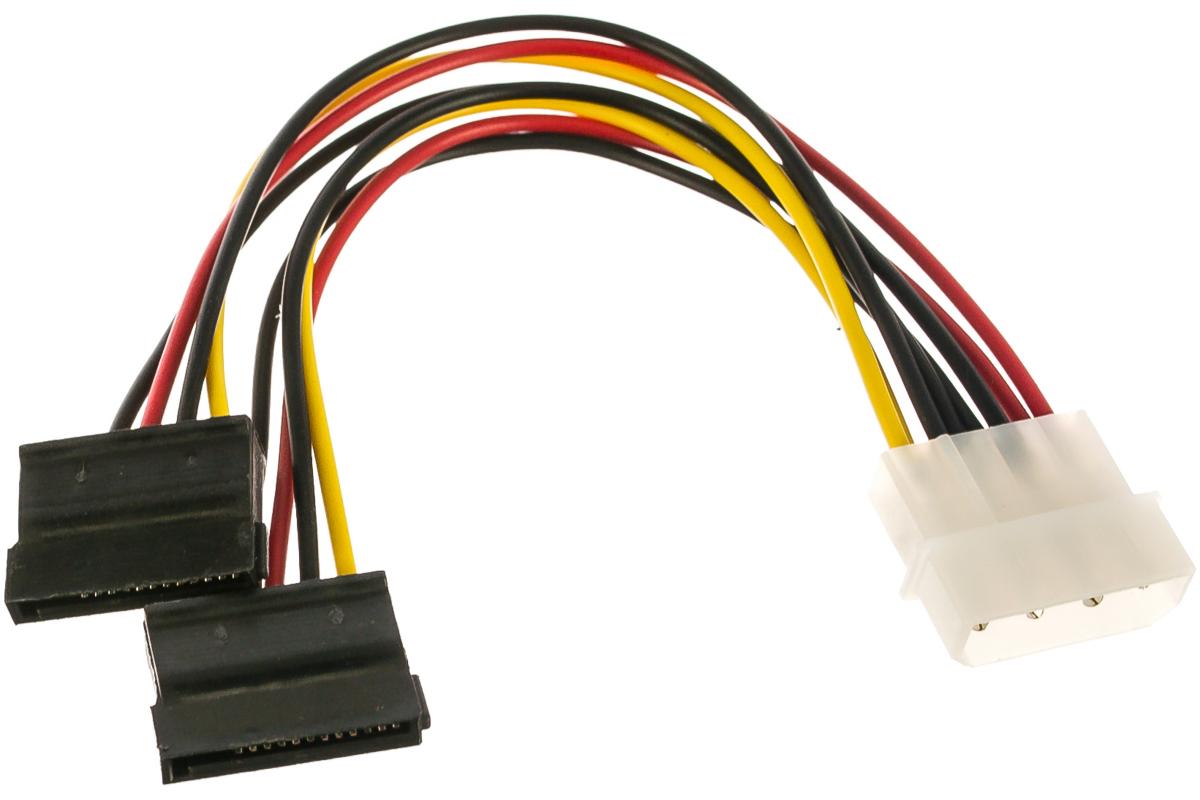 Кабель SATA Cablexpert CC-SATA-PSY P15см, molex 4pin/2x sata15pin, на 2 устр., пакет