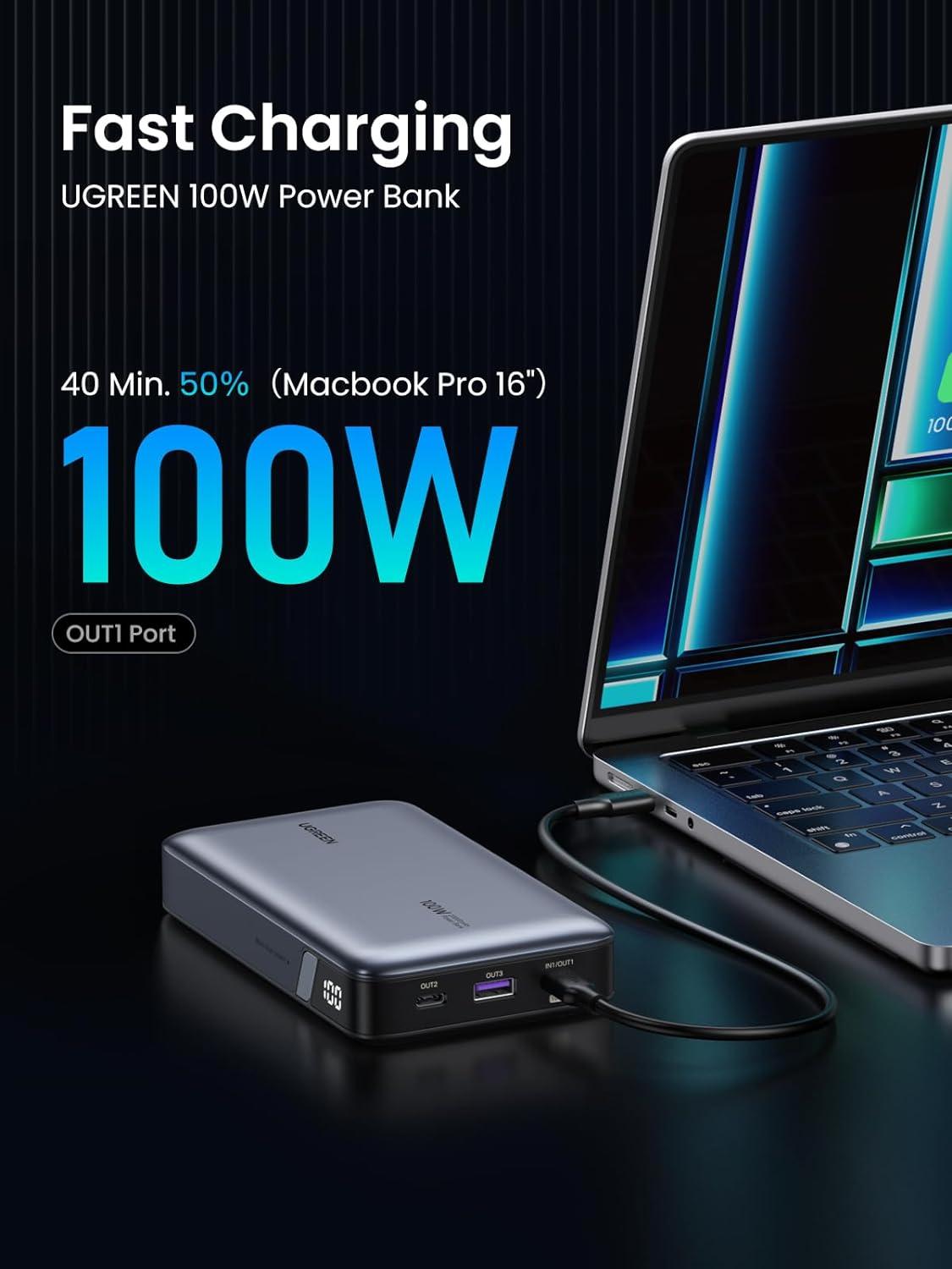Портативное зарядное устройство Ugreen PB720 Grey (25188)