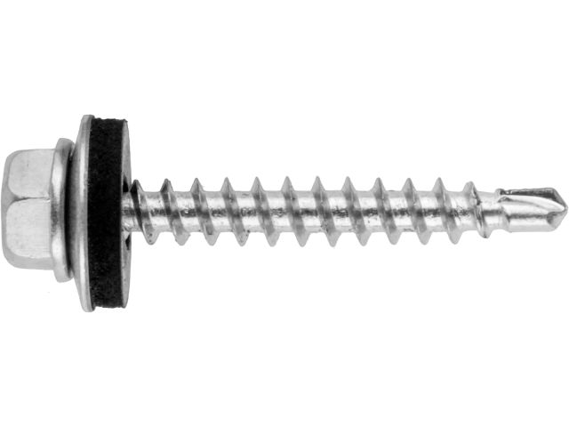 Саморез кровельный 4.8х35 мм цинк, шайба с прокл., PT1 (70 шт в пласт. конт.) STARFIX ( по дереву)
