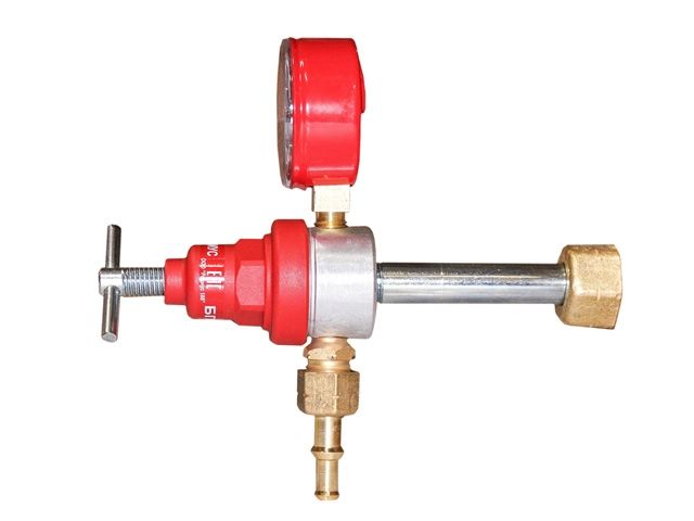 Редуктор пропановый БПО-5-3-У (давл. 2,5/0,3 МПа, 5м3/ч, ф9мм) в пакете (ООО "РЕДИУС 168") (Удлиненный штуцер.)