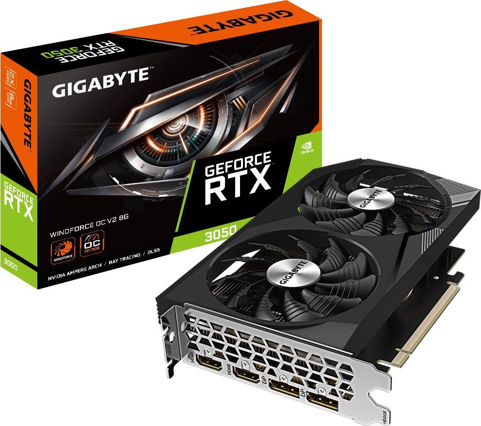 Видеокарта GigaByte GeForce RTX 3050 WindForce OC V2 8GB GDDR6 (GV-N3050WF2OCV2-8GD)