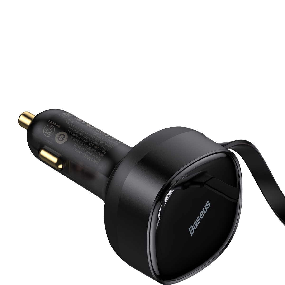 Автомобильное зарядное Baseus Enjoyment Retractable 2-in-1+C 33W Black (C00035500111-00)