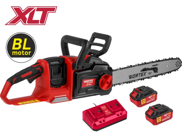 Аккум. пила цепная WORTEX CEC 4036 шина 40 см (16"), 3/8" LP, 1.1 мм XLT SET БЕСЩЁТ, 18В+18В (БЕСЩЕТ.ДВИГ., с 2-мя 4 Ач акб и двухслотовым зу, 36 В (1