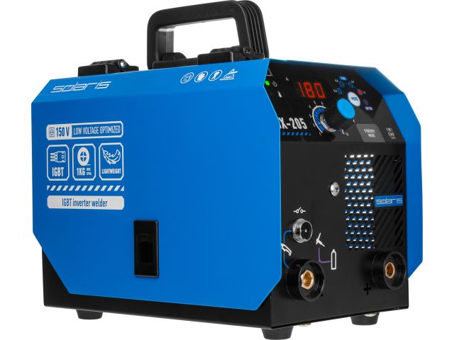 Полуавтомат сварочный Solaris FLUX-205 (230В, 20-180 А, 62 В, FLUX/MMA/TIG LIFT, байонетный разъем, без газа)