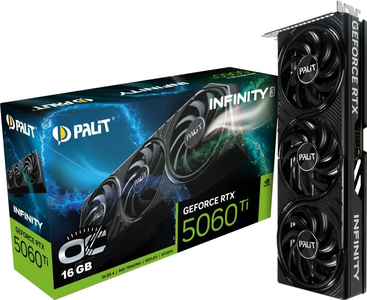Видеокарта Palit GeForce RTX 5060 Ti Infinity 3 OC 16GB GDDR7 (NE7506TS19T1-GB2061S)