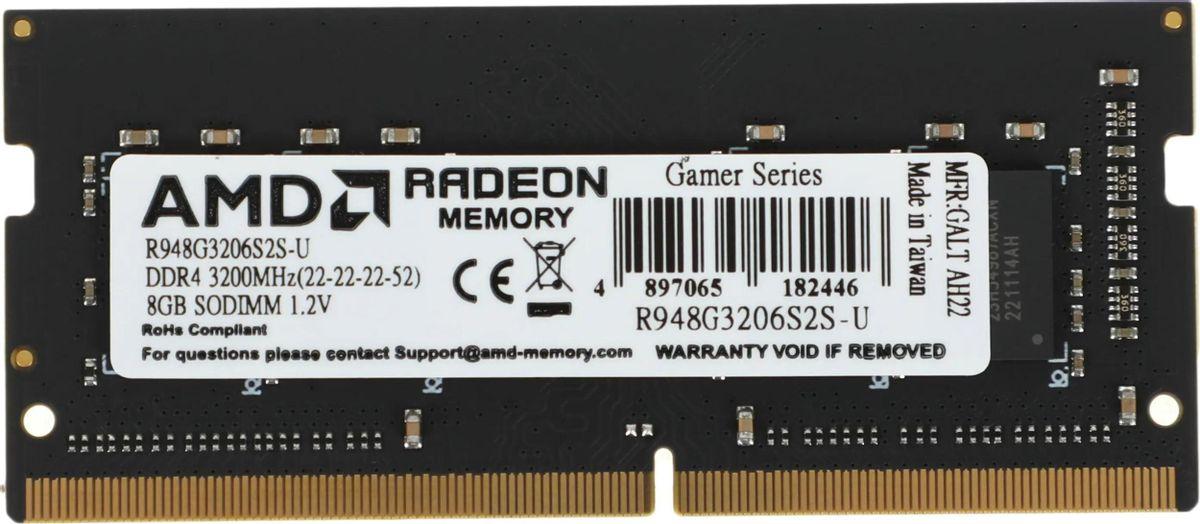 Оперативная память AMD Radeon R9 Gamer Series 8GB DDR4 SODIMM PC4-25600 (R948G3206S2SU)