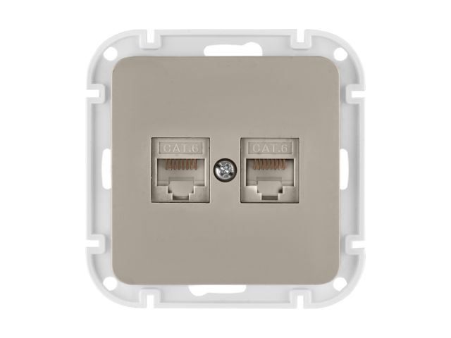 Розетка 2-ая компьютерная (скрытая) песочная, Astrum, BYLECTRICA