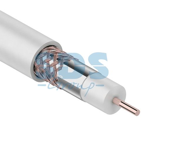 Кабель RG-6U+Cu (75 Ом), Cu/Al/Cu 48 % (бухта 100 м) белый PROconnect (для подключения систем телевидения  Телевизионный кабель)