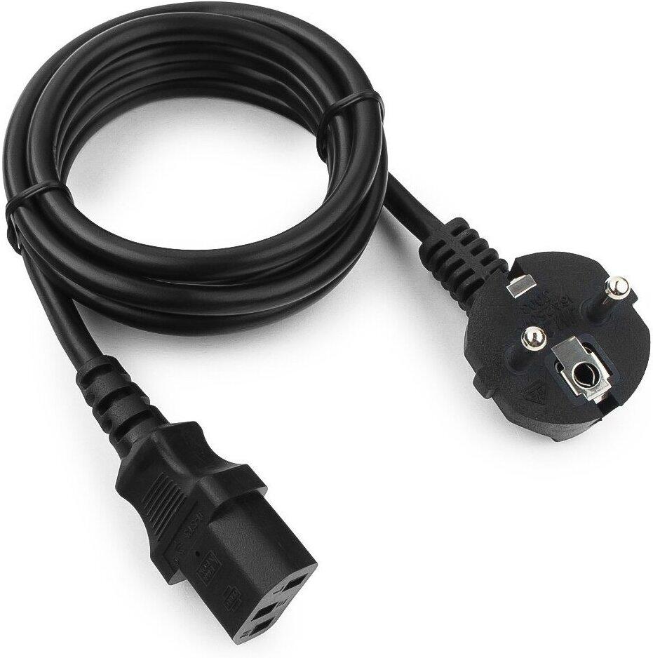 Кабель питания Cablexpert PC-186A-VDE, 1.8м, Schuko- C13, VDE, 10А, черный, угловой разъем, с заземлением, пакет