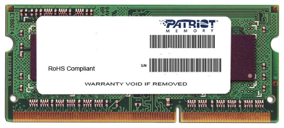Оперативная память Patriot DDR3-1600 4GB PC-12800 SODIMM (PSD34G160081 S)