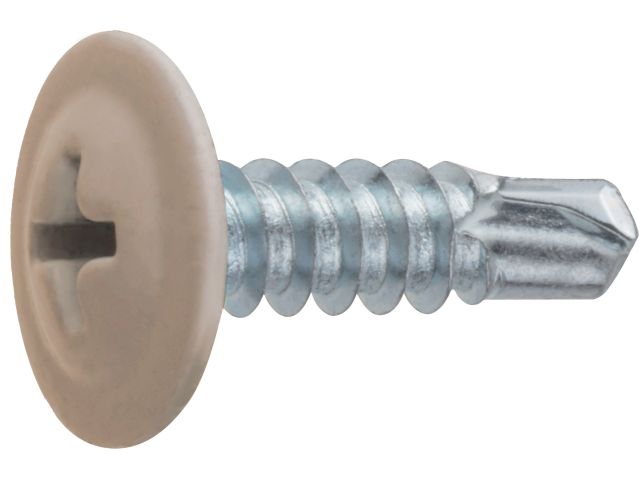 Саморез 4.2х16 мм с прессшайбой, цинк, со сверлом, RAL 1014 (150 шт в пласт. конт.) STARFIX ( цвет слоновая кость)