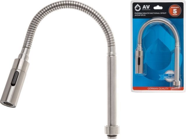 Излив гибкий с двухрежимной лейкой для смесителя, никель, AV Engineering (Диаметр подключения 3/4")