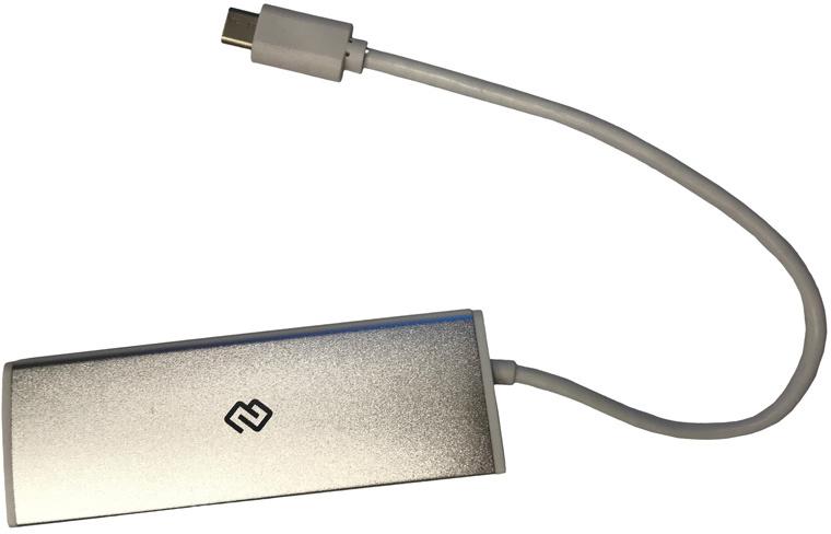 USB-хаб Digma HUB-4U3.0-UC серебристый