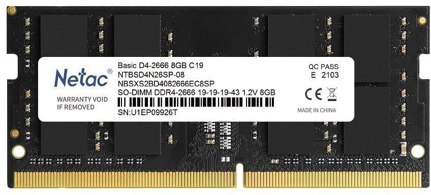 Оперативная память Netac Basic 8GB DDR4 SODIMM PC4-21300 (NTBSD4N26SP-08)