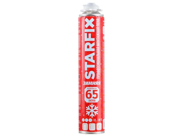 Пена монтажная профессиональная зимняя STARFIX Gunfoam Winter 65 (850 мл) (Выход пены до 65 литров   Температура применения: от -12 °С до +30 °С Можно