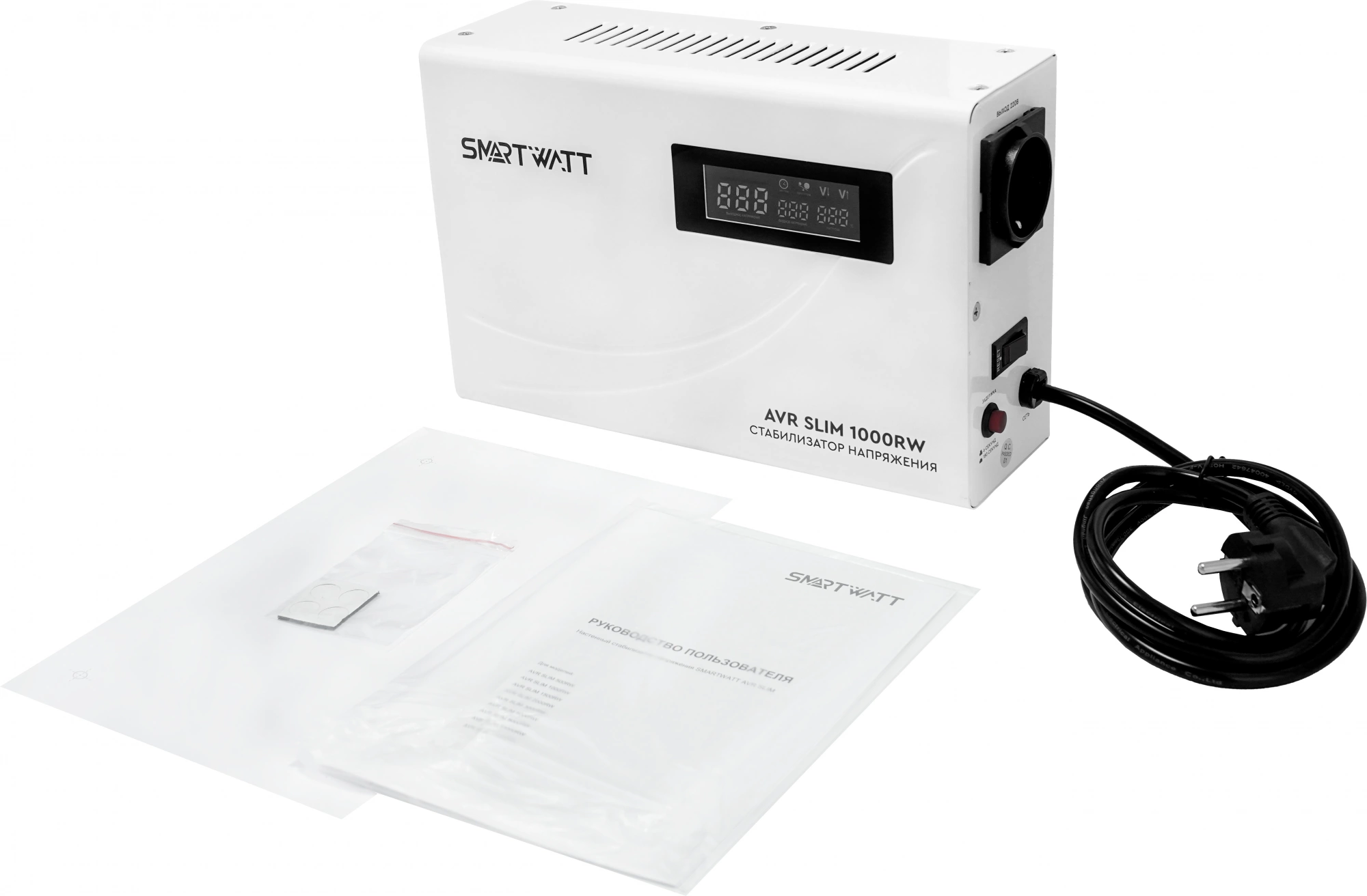 Стабилизатор напряжения Smartwatt AVR Slim 1000RW белый (4512020310001)