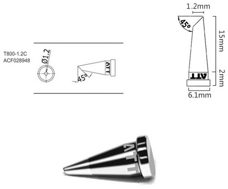 Паяльное жало Atten T800-1.2C (ACF028948)