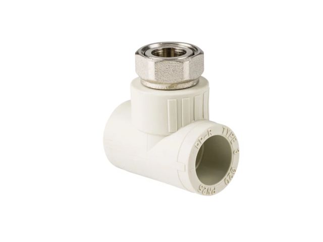 Тройник ПП с накидной гайкой, сер. 25х3/4" РТП (РосТурПласт)