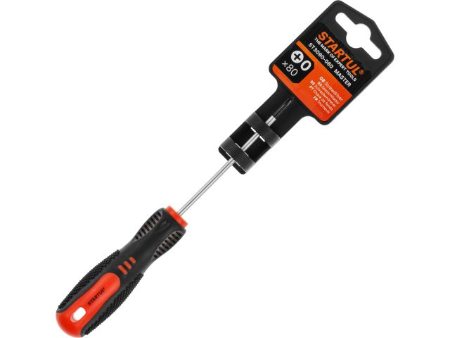 Отвертка "+" №0  80мм PH STARTUL MASTER (ST3090-080) (крестовая Phillips, двухкомп. рукоятка Anti-Slip)